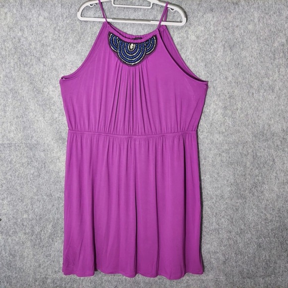 NWOT Lane Bryant Dress Plus 22 24 Beaded Boho Festival Sequin Halter Purple - Picture 1 of 13